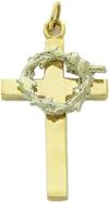 Our exclusive Classic Cross pendant with attached small version of our Christ's Crown of Thorns.  Shown with 14k white gold Crown of Thorns on 14k yellow gold cross.