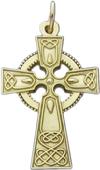 Our exclusive Celtic Cross pendant in 14k yellow gold measures approximately 1" in height.  Also available in 14k white gold.  Chains available.