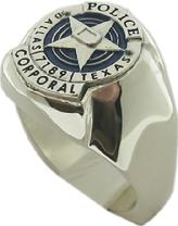 Custom Dallas Police Officer badge ring in sterling silver
