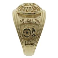 Custom Masonic Peace Officer's ring in 14k yellow gold.