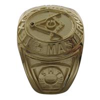 Custom collegiate style Masonic ring in 14k yellow gold with York Rite keystone