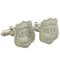 Custom Houston Police Officer badge cuff links in sterling silver.