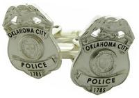 Custom Oklahoma City Police Officer badge cuff links in sterling silver