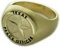 14K YELLOW GOLD TEXAS PEACE OFFICER BADGE RING