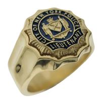 Custom NYPD Lieutenant badge ring in 14k gold