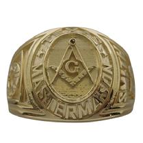 Custom collegiate style Masonic ring in 14k yellow gold