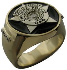 Chicago Police Officer star badge ring in yellow gold and diamond