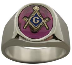 Our #1461-46 smooth sided Masonic ring featuring a 10 x 12 mm oval shaped Masonic stone in red, blue, or black with the square & compass with letter G.  Available in sterling silver or in white or yellow gold.