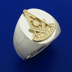 Past Master ring in two colors of 10k gold