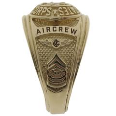 United States Marine Corps 14k ring with Aircrew flight wings and master sergeant chevron in 3D raised detail.