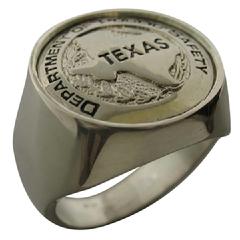 Custom Texas DPS badge ring in sterling silver