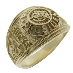 Custom Bucks County, Pennsylvania FOP Past President's ring shown in 10k yellow gold.