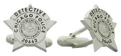 Custom Chicago IL Police Detective star cuff links in sterling silver