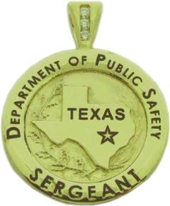 Custom 14k yellow gold Texas Department of Public Safety Sergeant mini-badge pendant with optional 3 diamond pendant bail