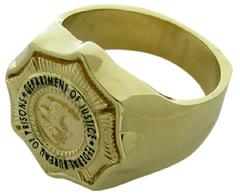 Custom US Department of Justice Bureau of Prisons badge ring
