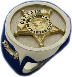 10K YELLOW AND WHITE GOLD SHERIFF'S CAPTAIN BADGE RING