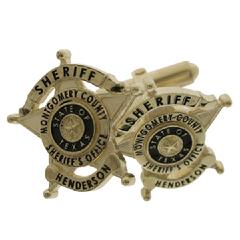 Custom Montgomery County TX Sheriff's badge cuff links in 10k yellow gold.