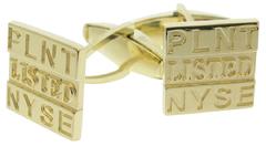 Custom Planet Fitness NYSE 18k yellow gold cuff links.