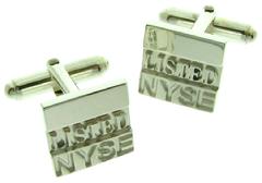 Custom NYSE cuff link pair in sterling silver