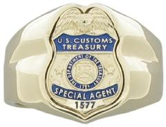 Custom US Customs Special Agent badge ring
