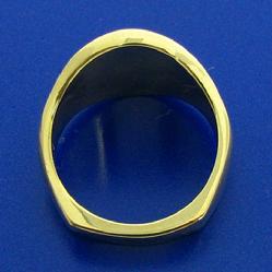 View of 14k gold 32nd degree Scottish Rite Maosn's ring solid under side and heavy squared ring shank