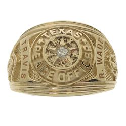 Custom Travis County Sheriff's Deputy class ring in 14k yellow gold