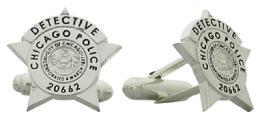 Custom Chicago Police badge cuff links in sterling silver.