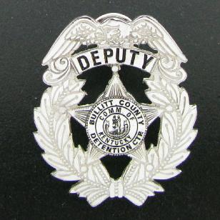 custom sterling silver 2D Bullitt County Sheriff Deputy hat badge