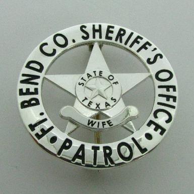 custom sterling silver Fort Bend County Sheriff's Deputy's Wife wallet size badge