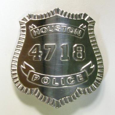 custom sterling silver raised text Houston Police Officer full size badge